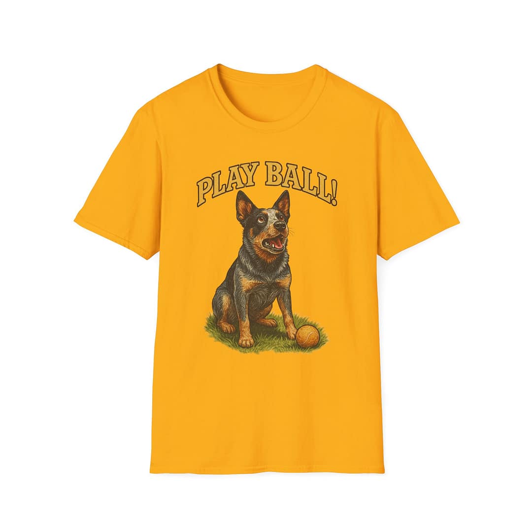 Play Ball! Dog Graphic Unisex Softstyle T-Shirt - Image 4