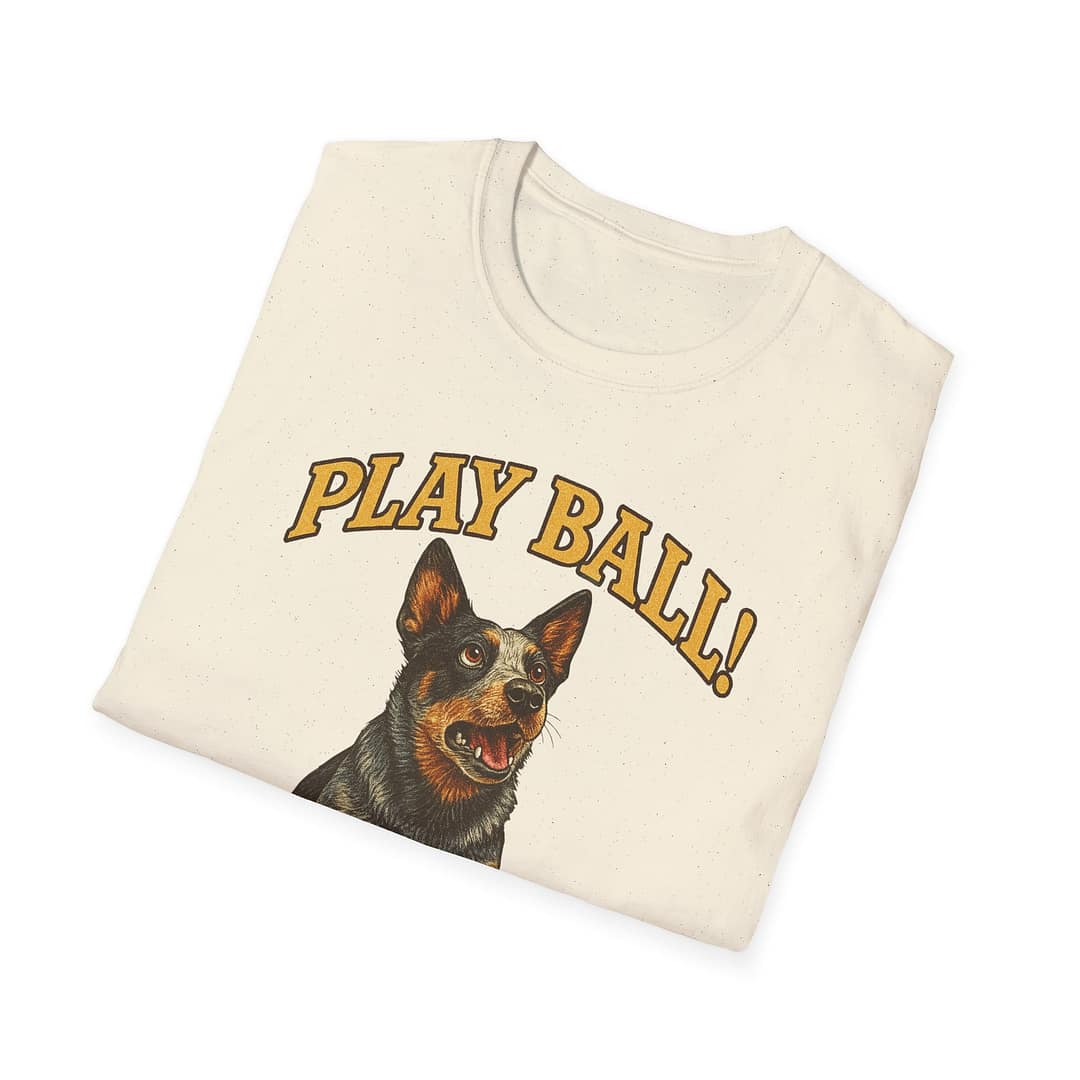 Play Ball! Dog Graphic Unisex Softstyle T-Shirt - Image 5