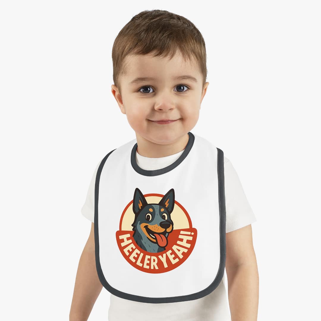 Cute Heeler-Themed Baby Bib - 'Heeler Yeah!' Design - Image 2