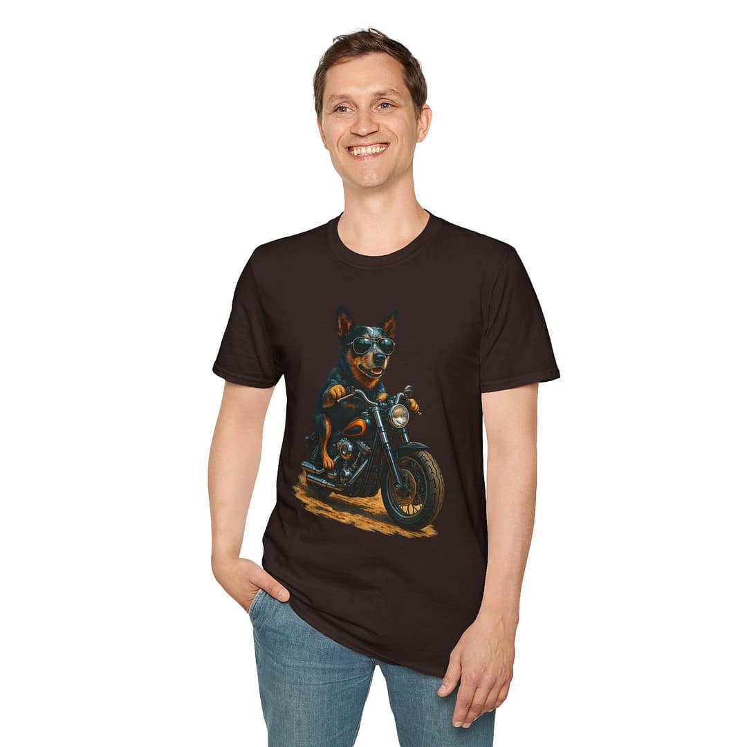Blue Heeler Biker Unisex T-Shirt - Image 4