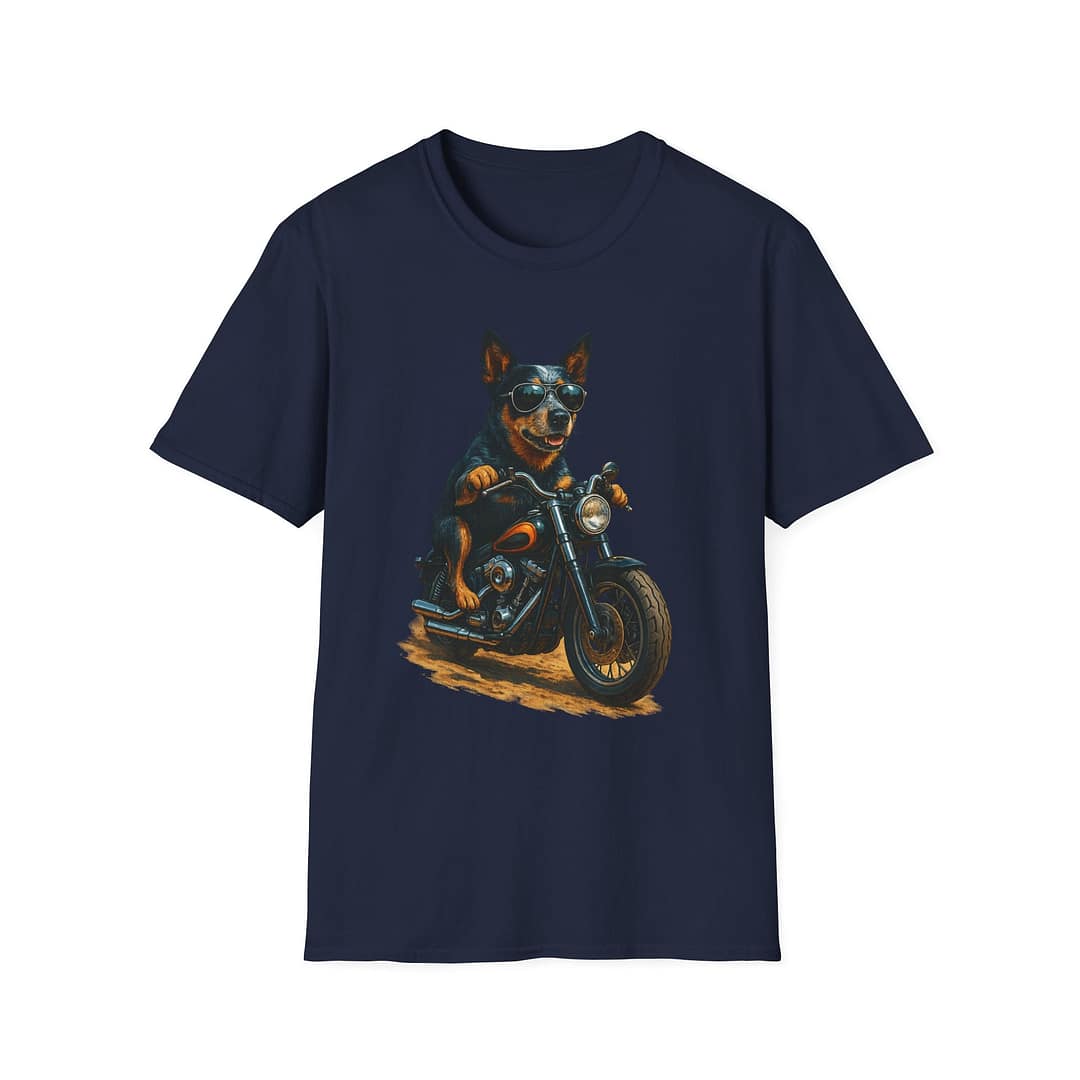 Blue Heeler Biker Unisex T-Shirt - Image 7