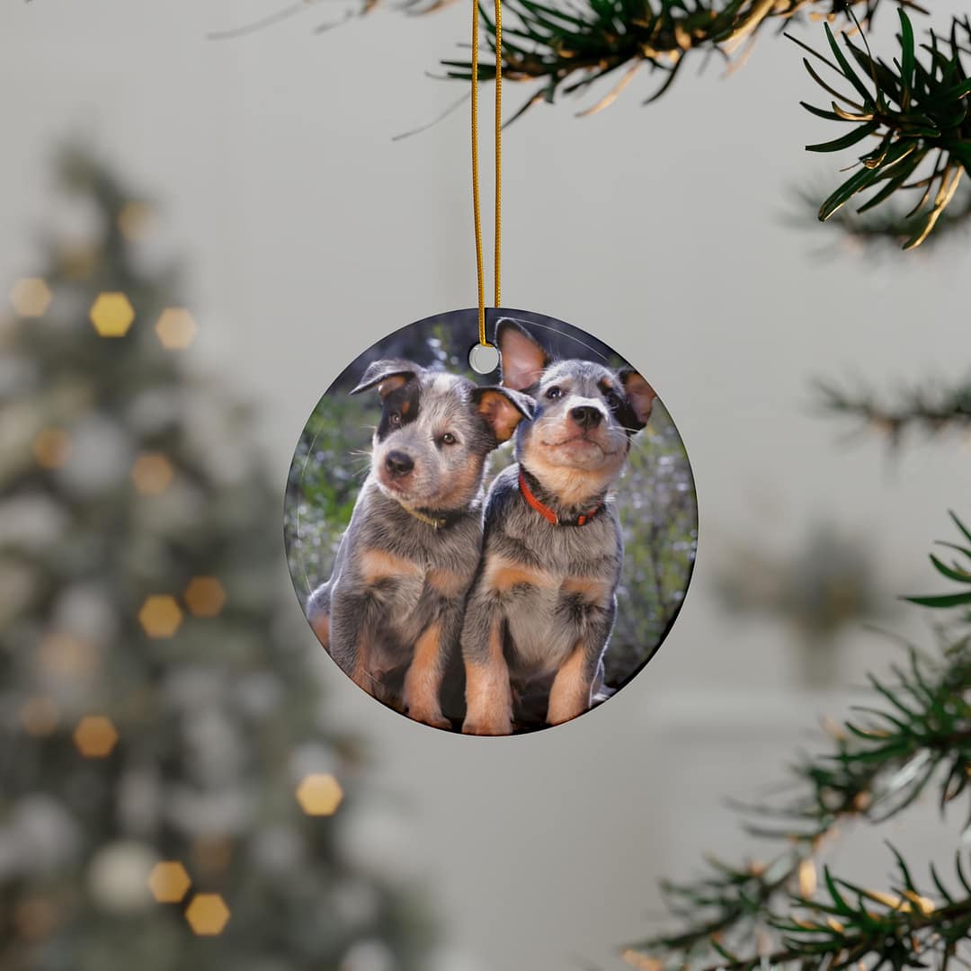 Heeler Pups Ceramic Ornaments - 2-Sided Holiday Decor & Gifts - Image 2