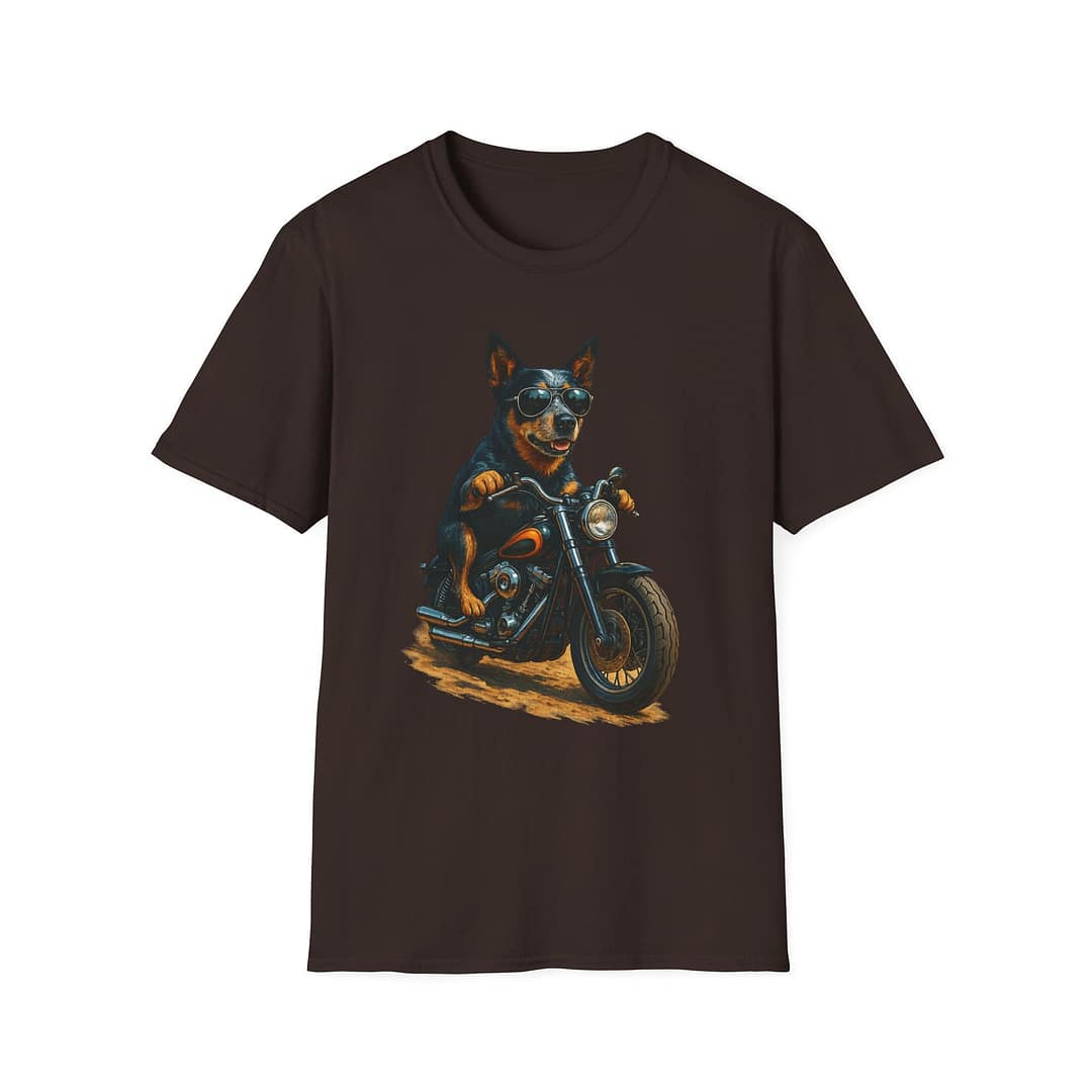 Blue Heeler Biker Unisex T-Shirt - Image 3