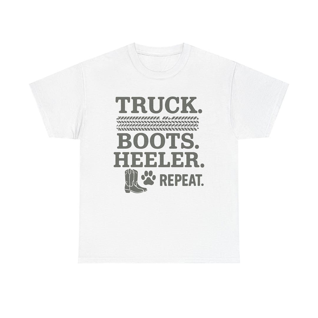 Truck Boots Heeler Repeat Unisex Heavy Cotton Tee - Image 3