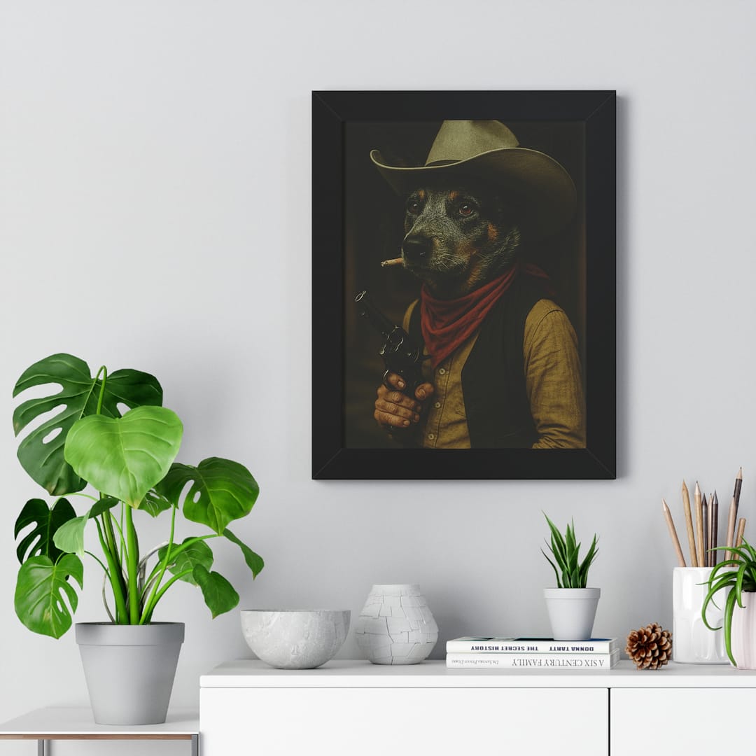 Cowboy Blue Heeler Vertical Poster - Framed Wall Art for Ranchers - Image 2