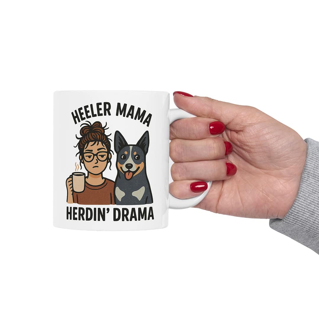 Heeler Mama, Herdin' Drama Ceramic Mug - Image 4