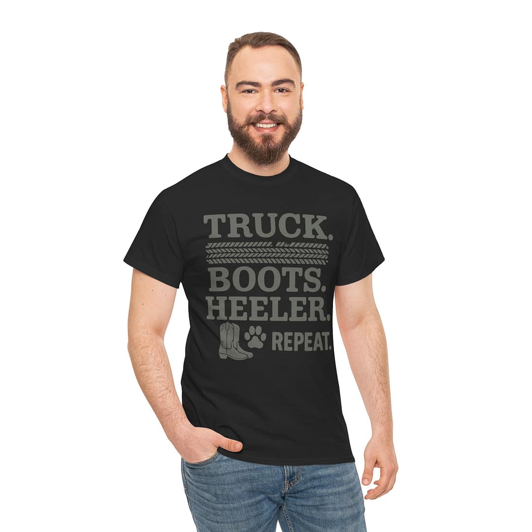 Truck Boots Heeler Repeat Unisex Heavy Cotton Tee - Image 6