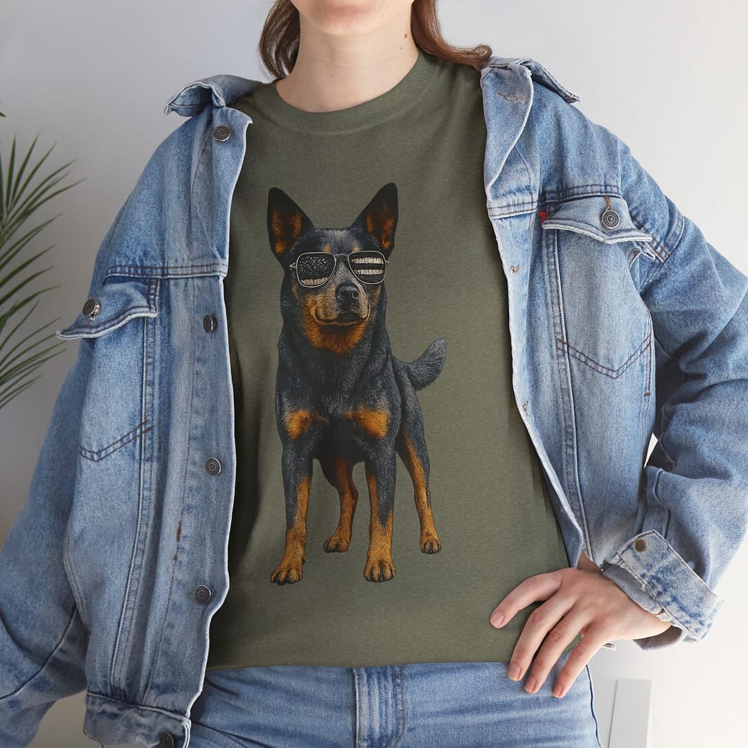 Blue Heeler Flag Sunglasses Unisex Heavy Cotton Tee - Image 2