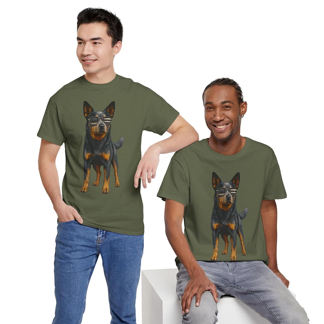 Blue Heeler Flag Sunglasses Unisex Heavy Cotton Tee - Image 4