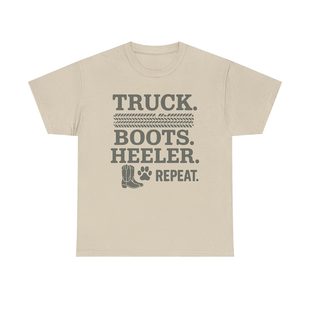 Truck Boots Heeler Repeat Unisex Heavy Cotton Tee