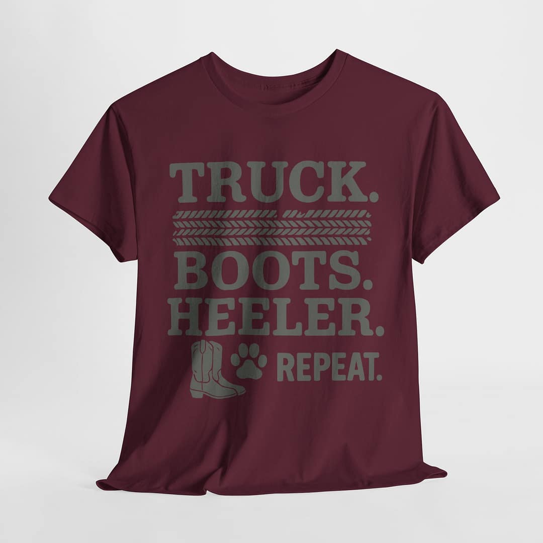 Truck Boots Heeler Repeat Unisex Heavy Cotton Tee - Image 10