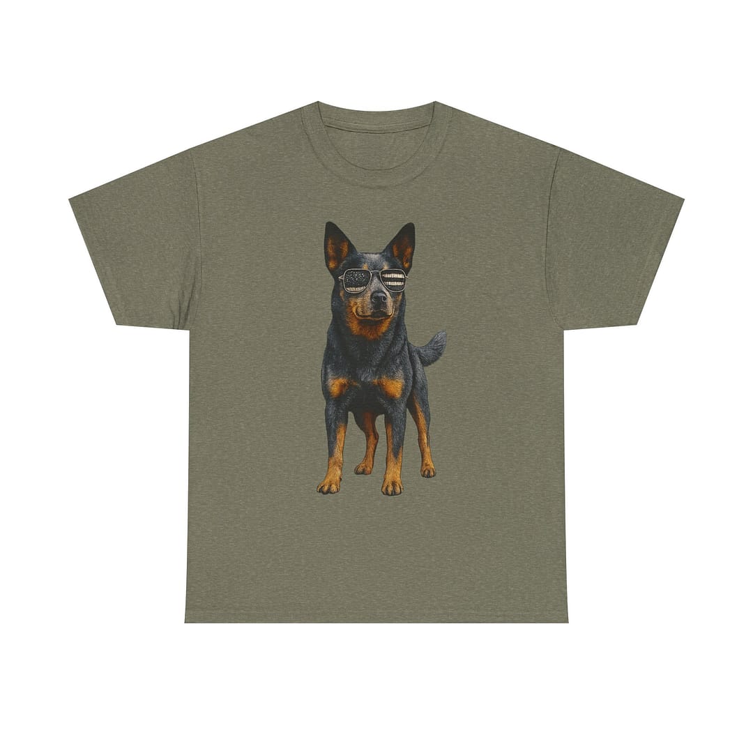 Blue Heeler Flag Sunglasses Unisex Heavy Cotton Tee