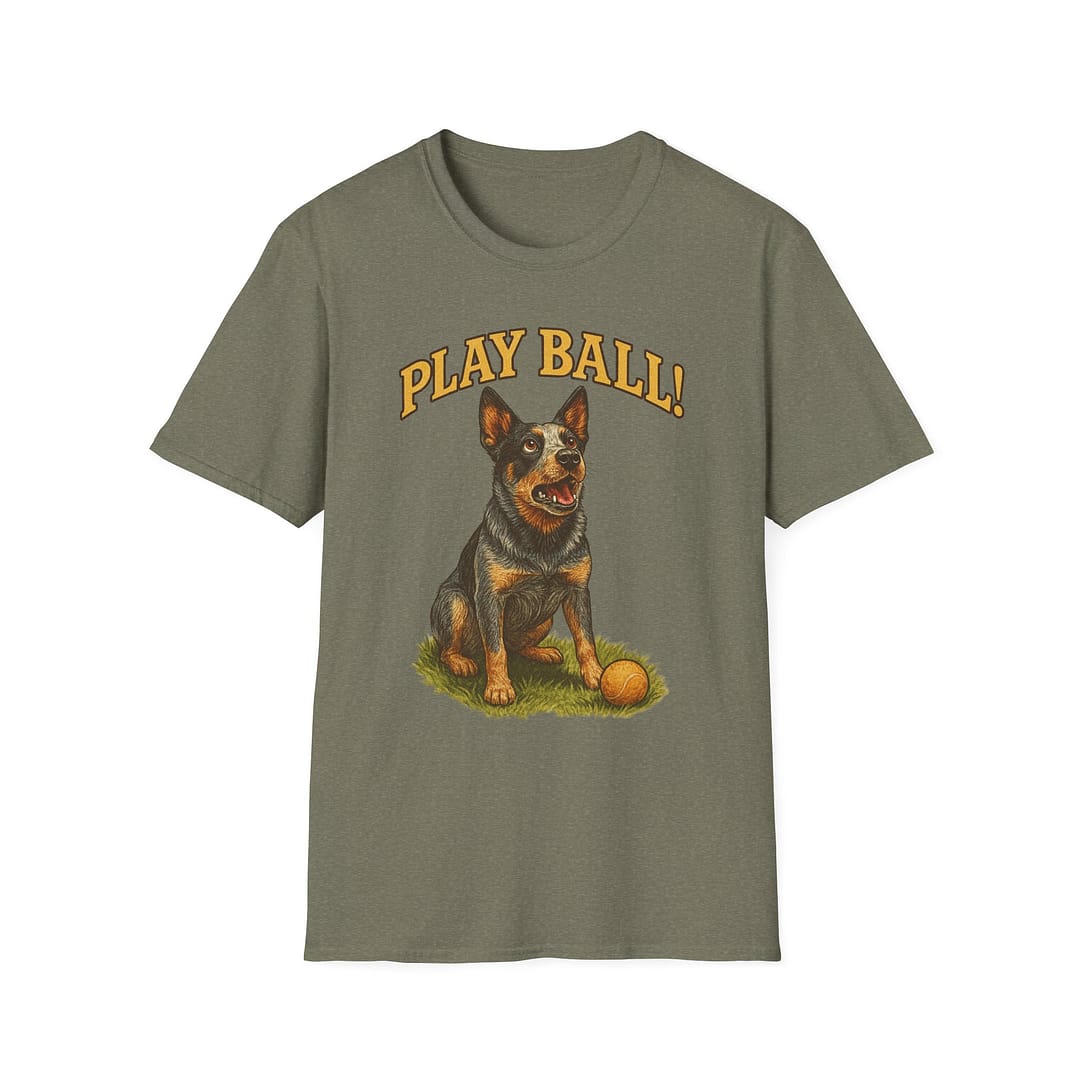 Play Ball! Dog Graphic Unisex Softstyle T-Shirt - Image 7