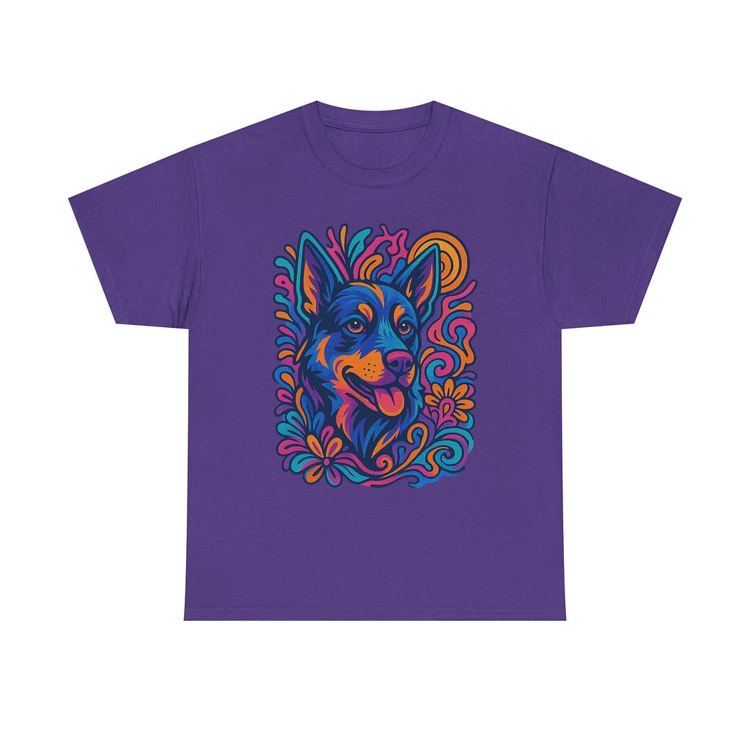 Vibrant Blue Heeler Art Unisex Heavy Cotton Tee - Image 5