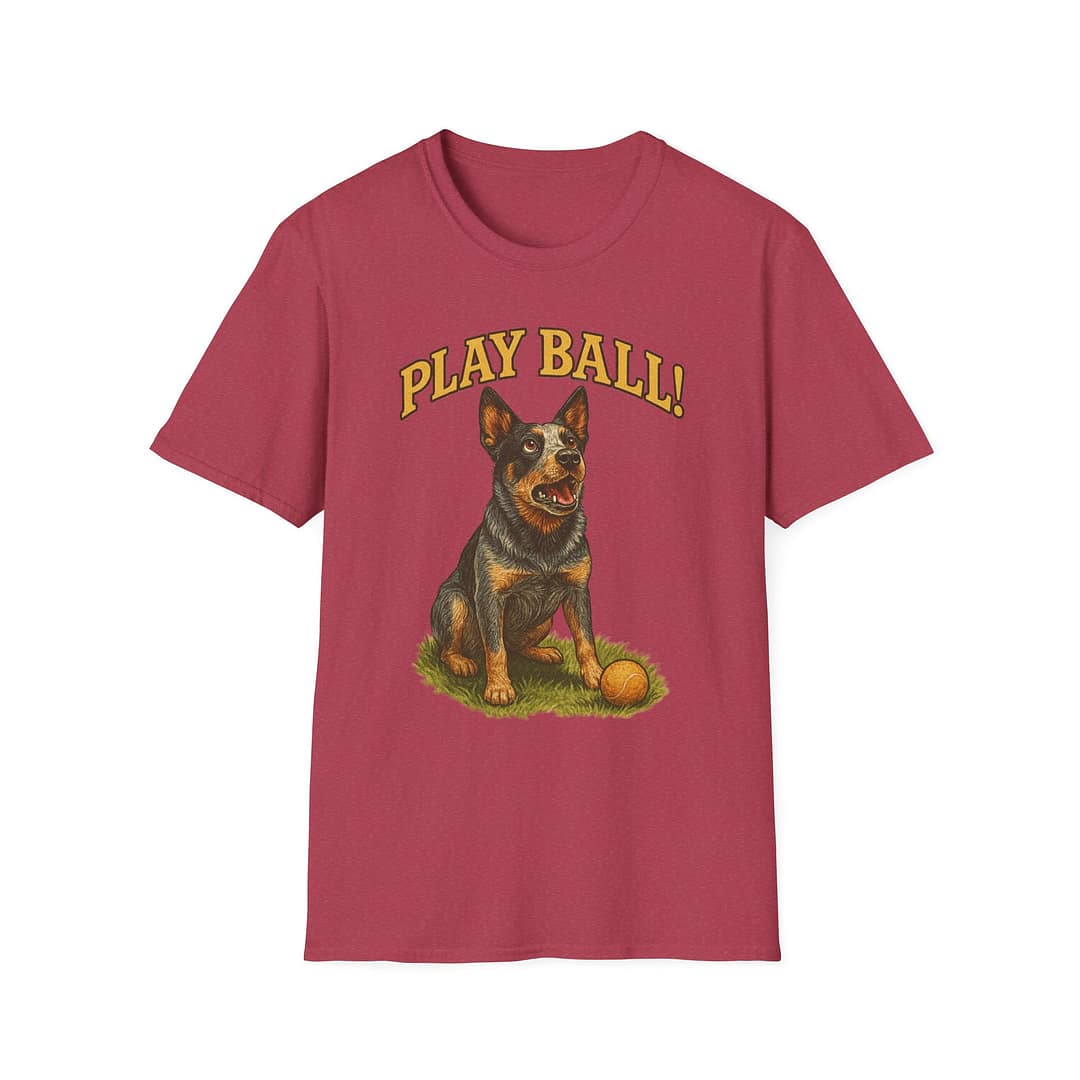 Play Ball! Dog Graphic Unisex Softstyle T-Shirt - Image 11