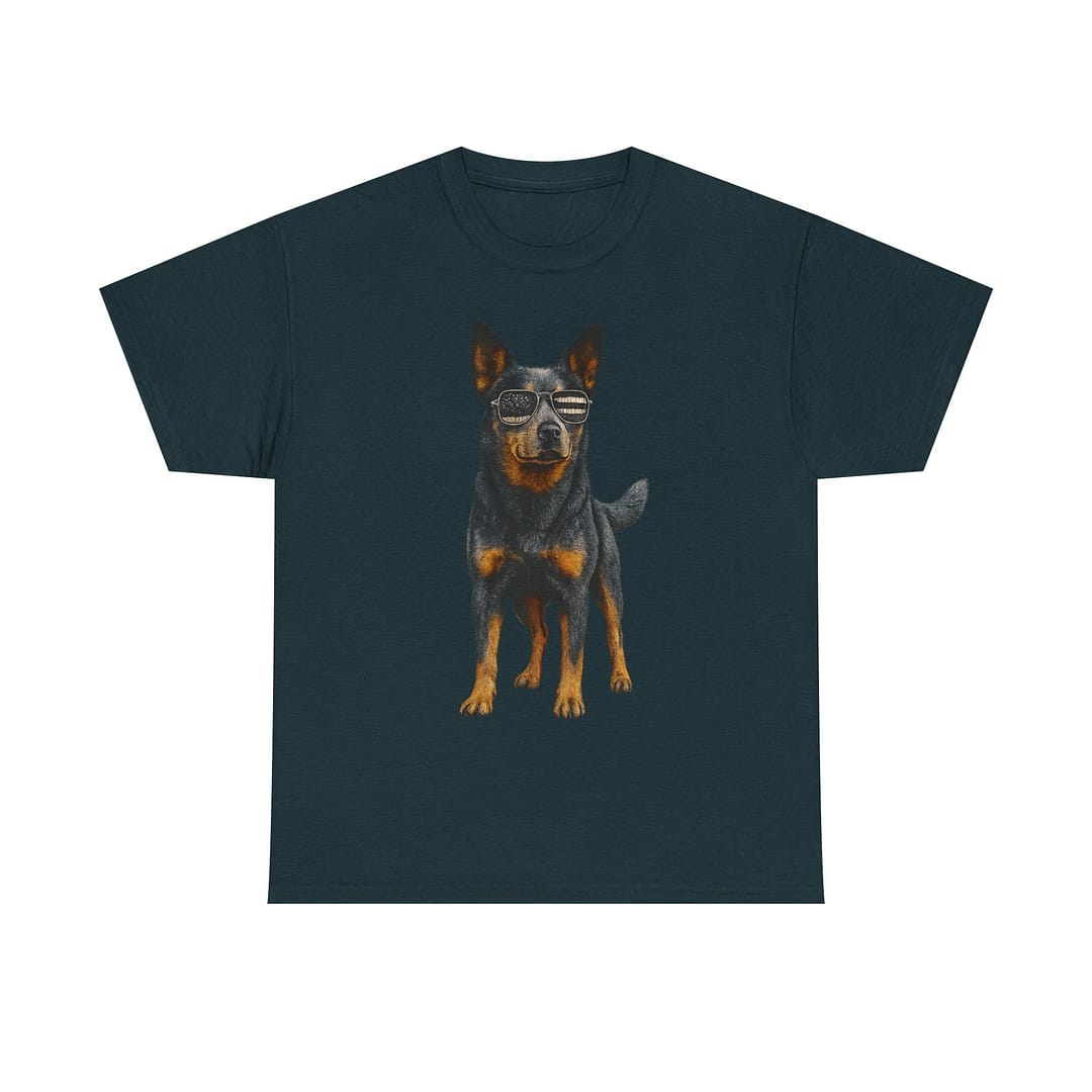 Blue Heeler Flag Sunglasses Unisex Heavy Cotton Tee - Image 5