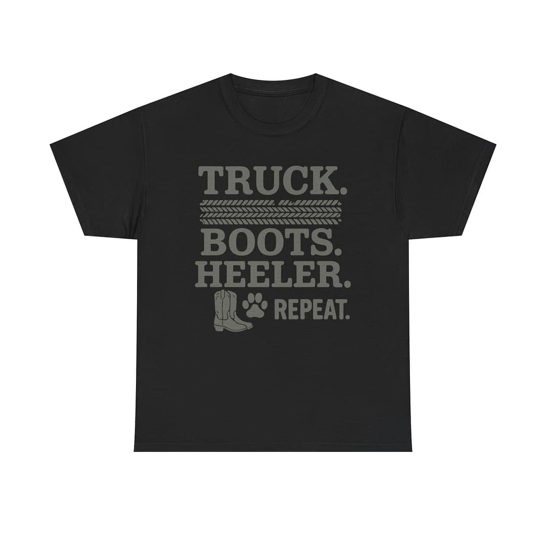 Truck Boots Heeler Repeat Unisex Heavy Cotton Tee - Image 5