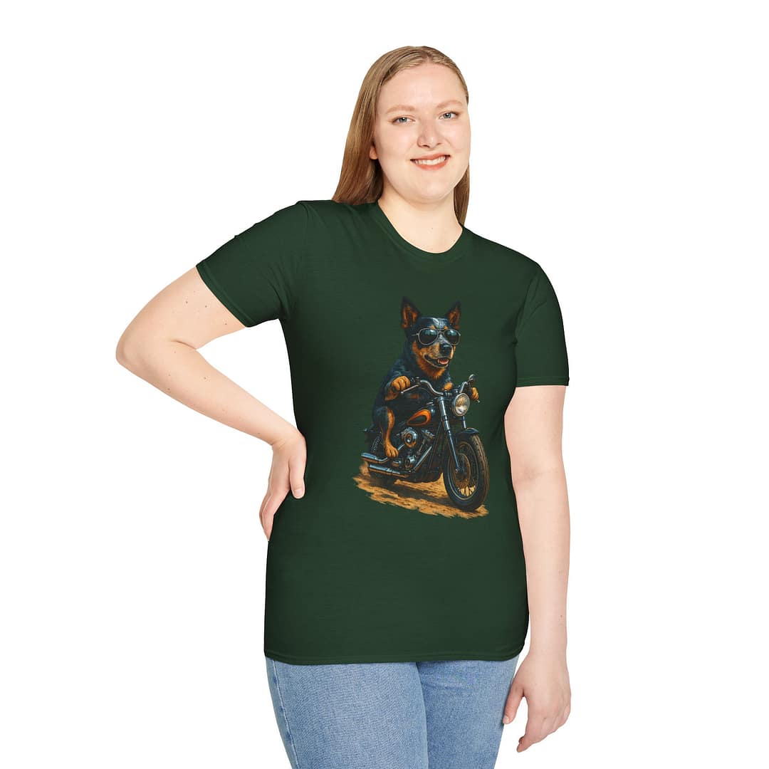 Blue Heeler Biker Unisex T-Shirt - Image 6