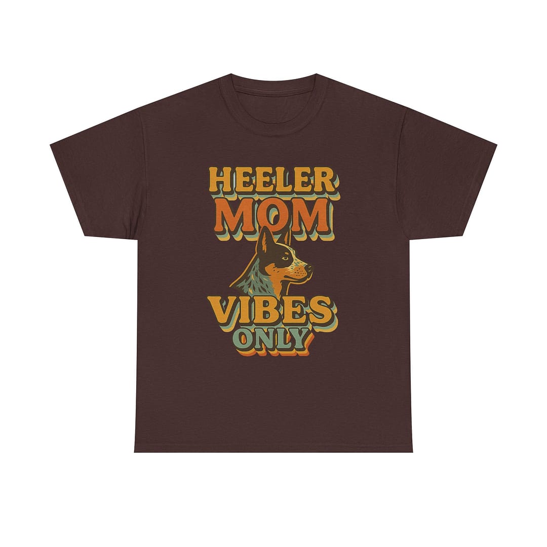 Heeler Mom Vibes Only T-Shirt - Unisex Heavy Cotton Tee for Dog Lovers - Image 4