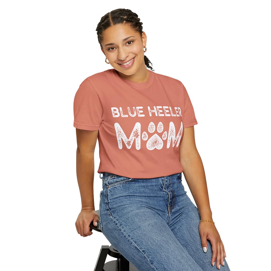 Blue Heeler Mom T-Shirt - Unisex Garment-Dyed Tee for Dog Lovers - Image 2