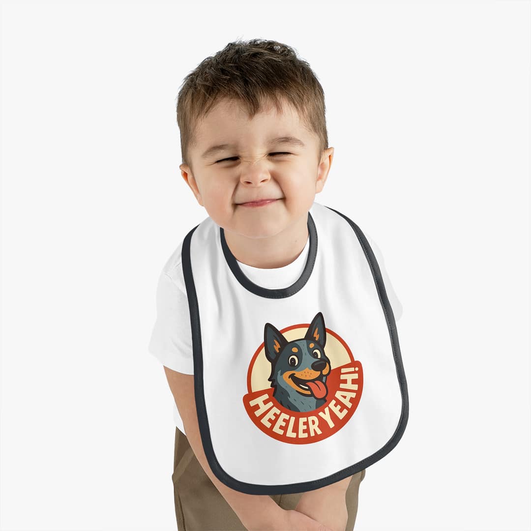 Cute Heeler-Themed Baby Bib - 'Heeler Yeah!' Design - Image 3