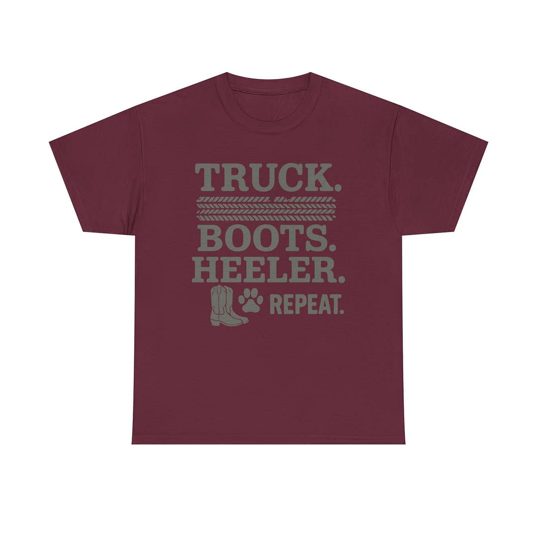 Truck Boots Heeler Repeat Unisex Heavy Cotton Tee - Image 9