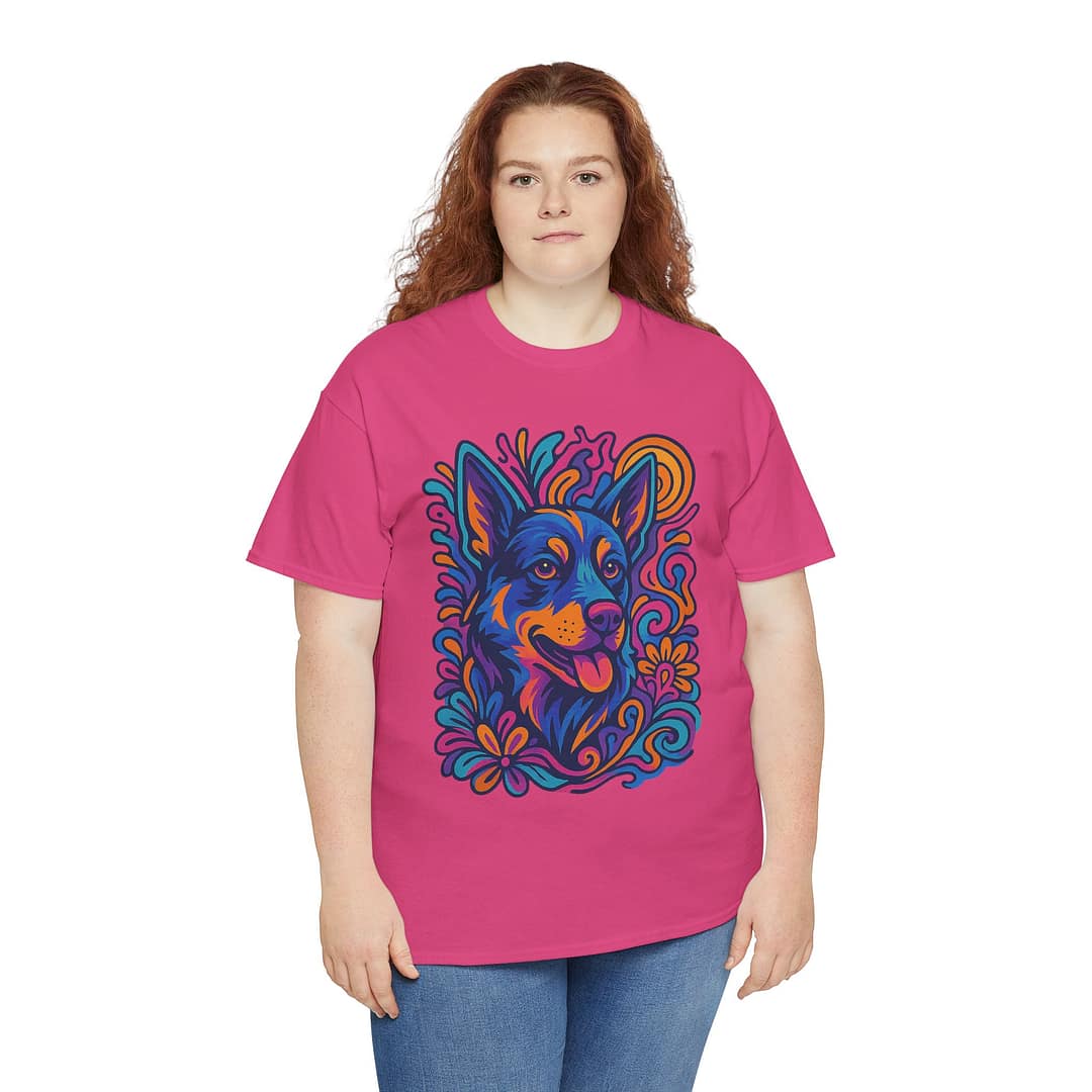 Vibrant Blue Heeler Art Unisex Heavy Cotton Tee - Image 8
