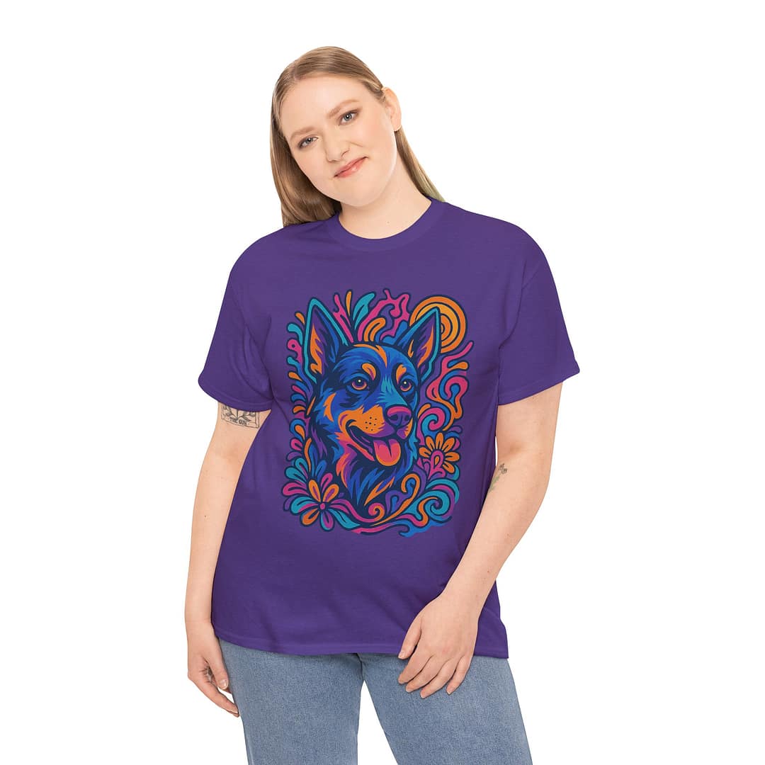Vibrant Blue Heeler Art Unisex Heavy Cotton Tee - Image 6