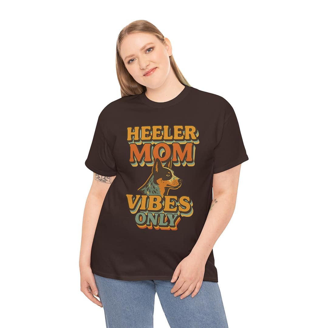 Heeler Mom Vibes Only T-Shirt - Unisex Heavy Cotton Tee for Dog Lovers - Image 7
