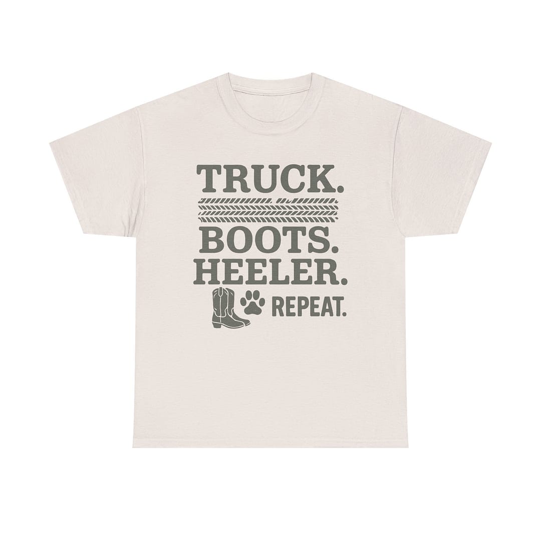 Truck Boots Heeler Repeat Unisex Heavy Cotton Tee - Image 7