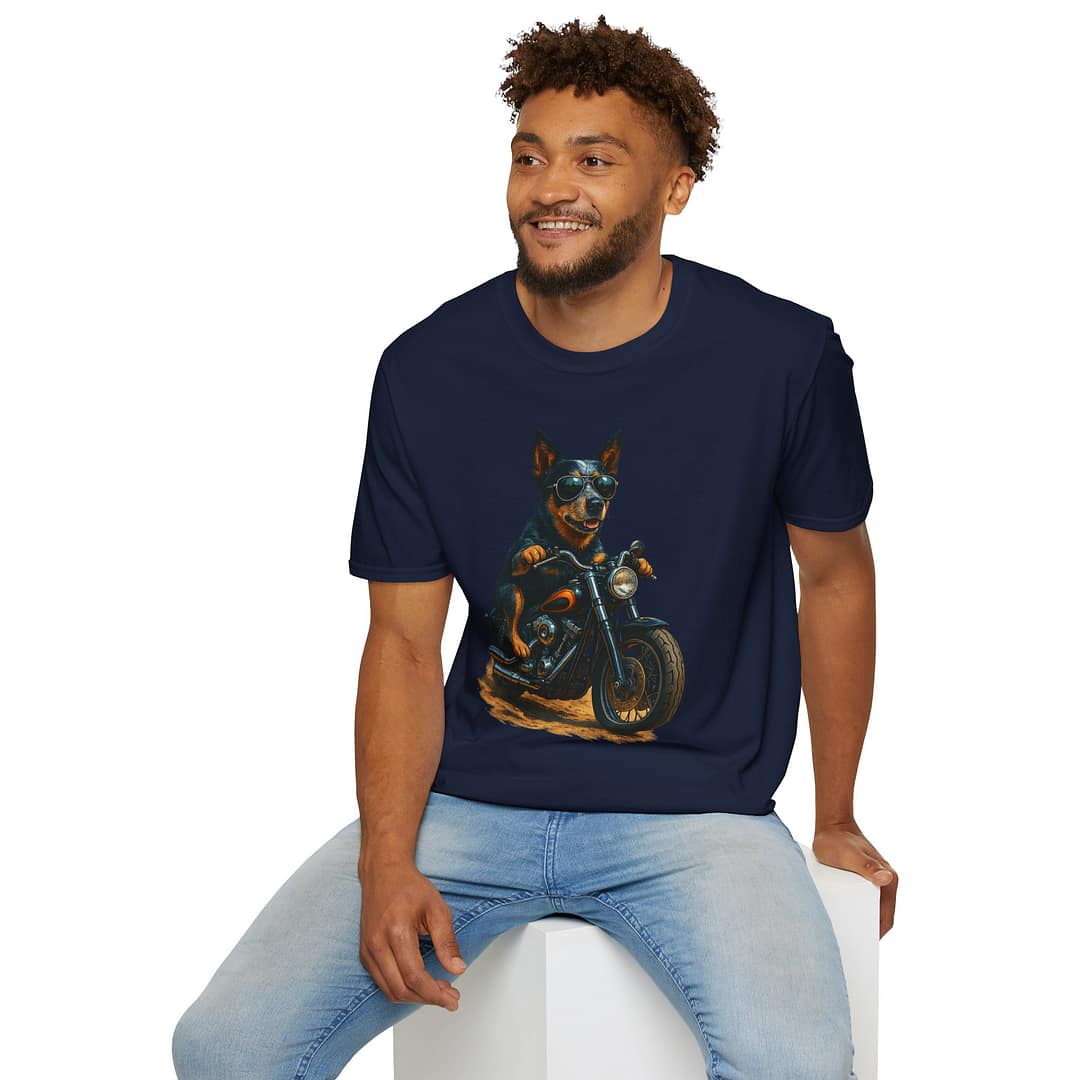 Blue Heeler Biker Unisex T-Shirt - Image 8