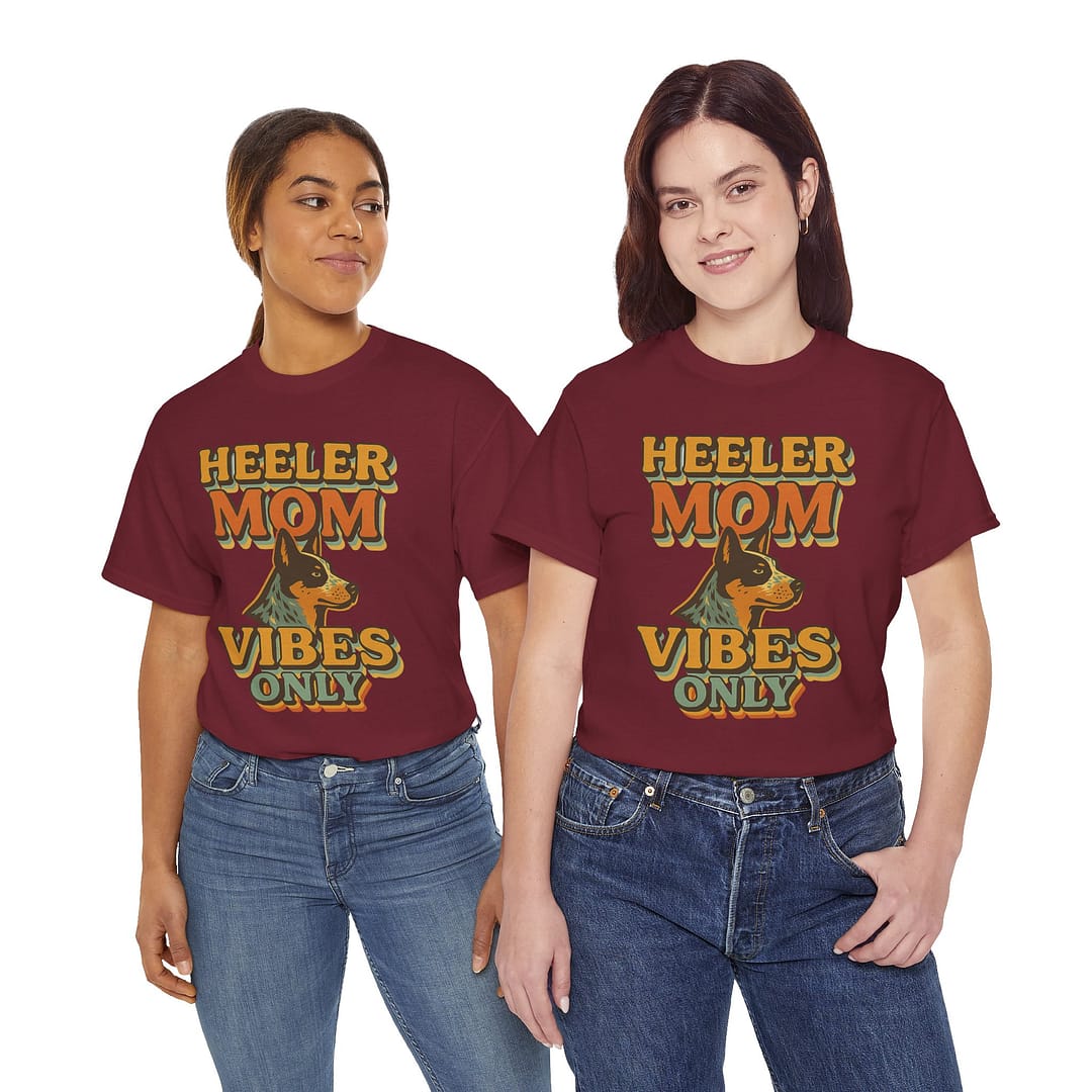 Heeler Mom Vibes Only T-Shirt - Unisex Heavy Cotton Tee for Dog Lovers - Image 2