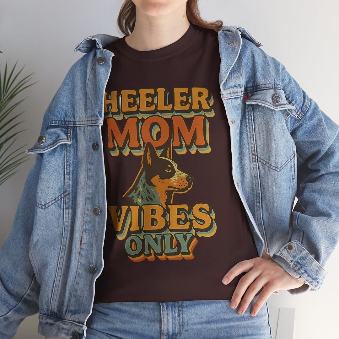 Heeler Mom Vibes Only T-Shirt - Unisex Heavy Cotton Tee for Dog Lovers - Image 5