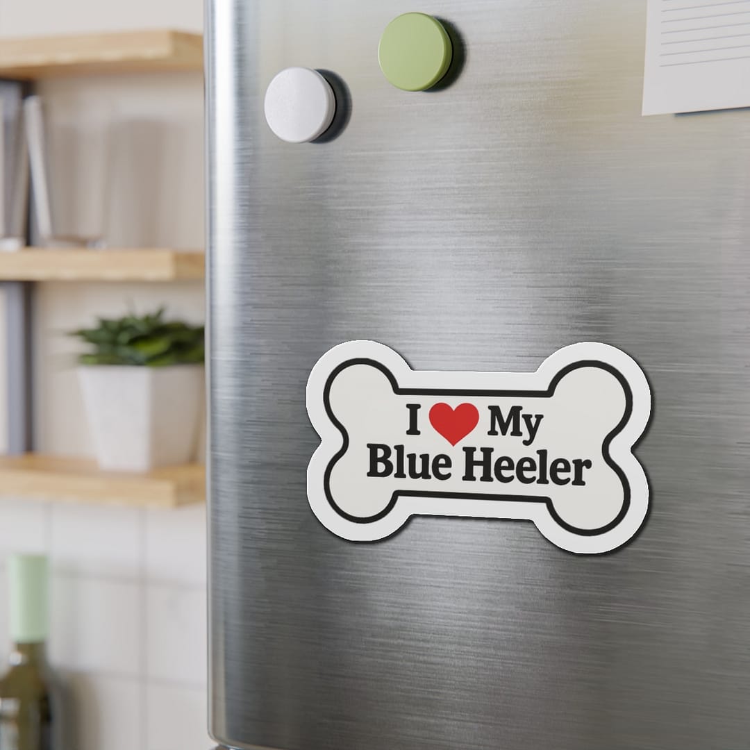 I Love My Blue Heeler Bone Car Magnet - Image 3