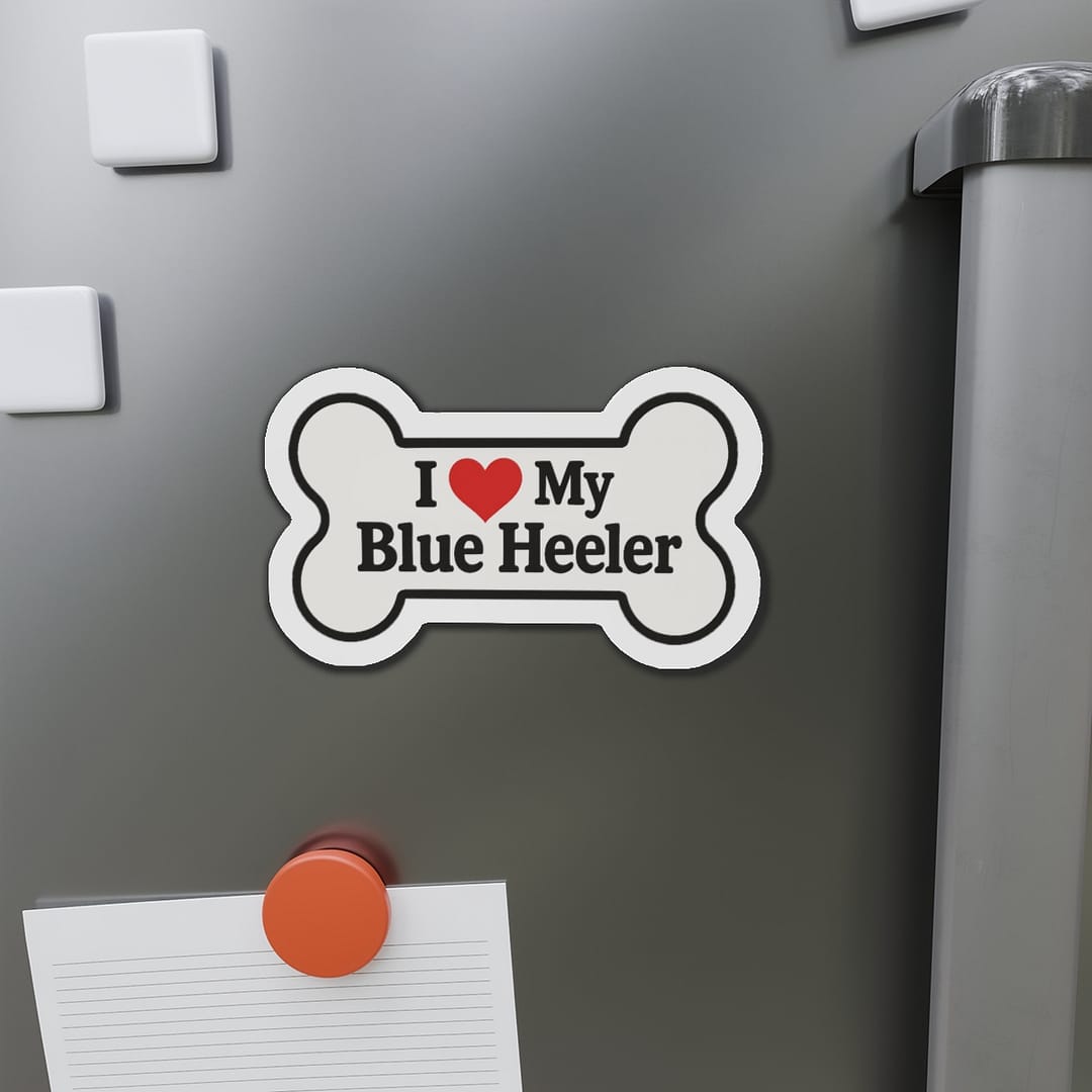 I Love My Blue Heeler Bone Car Magnet - Image 2