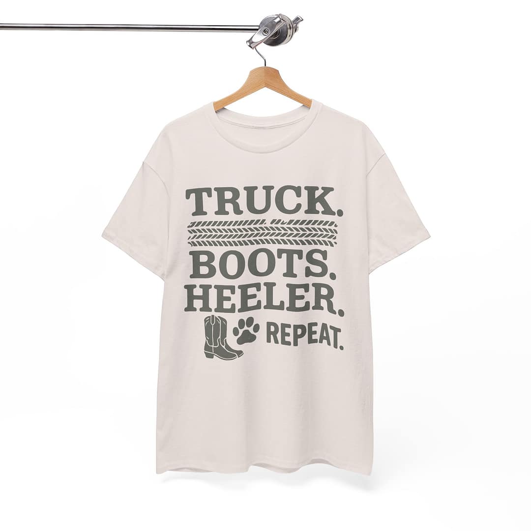 Truck Boots Heeler Repeat Unisex Heavy Cotton Tee - Image 8