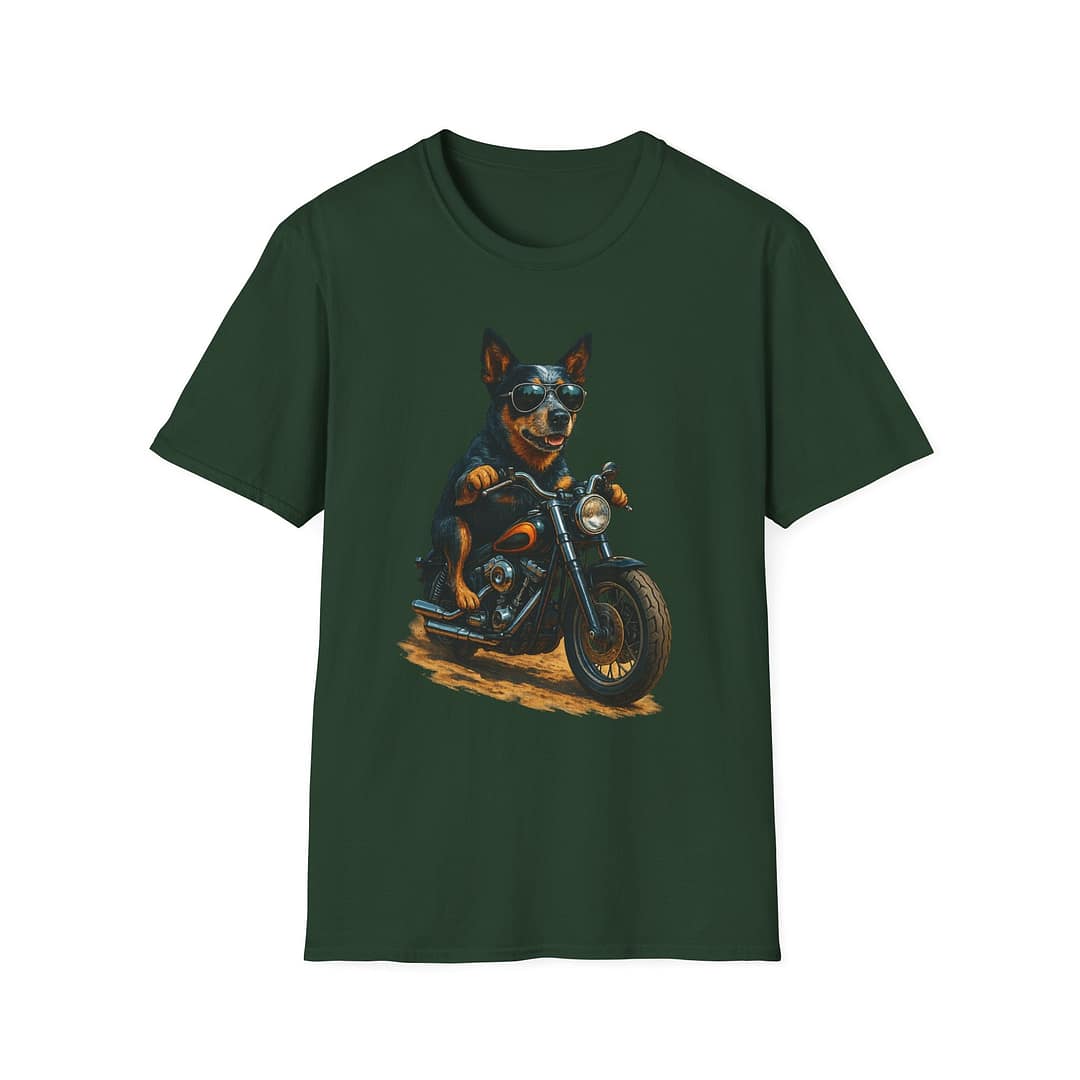 Blue Heeler Biker Unisex T-Shirt - Image 5