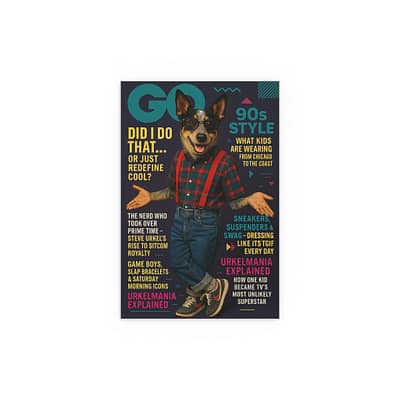 90s Style Silk Poster - Retro Dog Art for Home & Office Decor