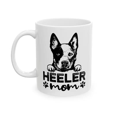 Blue Heeler Mom Ceramic Mug - Paw Print Design (11oz, 15oz)