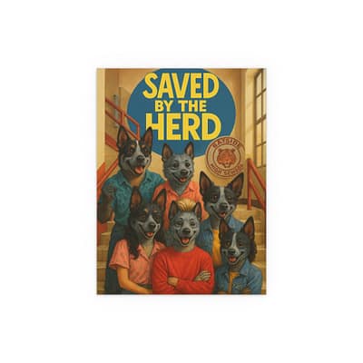 Whimsical Animal Silk Poster - 'Saved by the Herd'