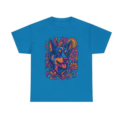 Vibrant Blue Heeler Art Unisex Heavy Cotton Tee