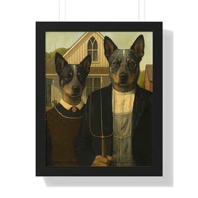 Whimsical Heeler-Themed Framed Vertical Poster - Perfect for Home Decor