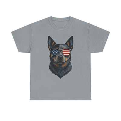 Patriotic Blue Heeler Graphic Tee - Unisex Heavy Cotton Tee